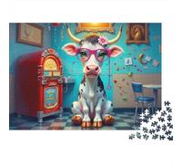 Fashion Cow Jigsaw Puzzle 1000 Piece Jigsaw Puzzle Paper for Adults Vintage Diner Scene Puzzle Game for Family Relaxing Gift 38x26cm/1000pcs