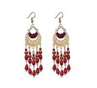 fashion crescent shaped bohemian handmade beaded pendant high-end earrings