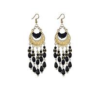 fashion crescent shaped bohemian handmade beaded pendant high-end earrings