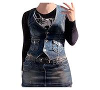 Fashion Crop Tank Tops for Women Button Down Sleeveless Cute Shirts Trendy Vintage 2025 Y2K Casual Tank Top Cropped Denim V-Neck Spring Going Out Basic Summer
