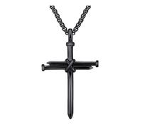 Fashion Cross Necklace Men Punk Steel Nail Cross Pendant Black Gold Silver Color Christian Chain Necklace Jewelry Gifts