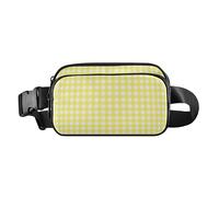 Fashion Crossbody Bag Waist Packs for Women Men Teens Water Resistant Crossbody Passport Bag with, Gingham yellow Buffalo Plaid Tartan Check Scotland, 8" x 5.3" x 2.3", Retro, Gingham yellow Buffalo