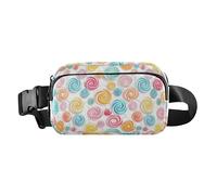 Fashion Crossbody Bag Waist Packs Women Men Adults Colorful Swirls Pastel Cartoon Candy Lollipops Waterproof Sling Chest Bag with Adjustable Strap for Travel Vacation Running, Colorful swirls pastel