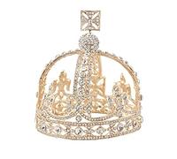Fashion Crown Baroque Bridal Wedding Royal Queen King Tiara Head Accessories For Costume Birthday Party Tiara Pageant Headwear (Gold With White Stone)