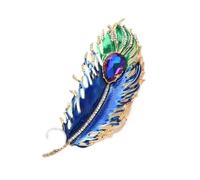 Fashion Crystal Feather Brooches for Women Luxury 2-Color Enamel Feather Office Party Brooch Pin Jewelry Gifts Pin for Women Pins(Blue)