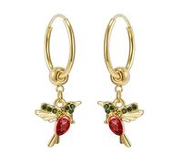 Fashion Crystal Little Bird Gold Hoop Earrings For Women s Cute Blue Red Hummingbird Animal Earrings Aesthetic Party Jewelry Convenient and attractive