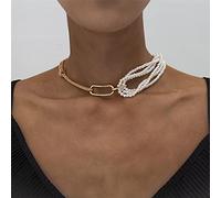Fashion Crystal Micro Pave Setting 3 Layer Pearl Chains Necklaces for Women Wedding Party Accessories Jewelry
