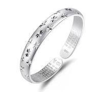 Fashion Cuff Bangle,Traditional retro bracelet, Vintage 999 Pure Silver Feng Shui Bracelet,Six-Character Mantra Heart Sutra,Tibetan Buddhist Wealth Luck Amulet,Adjustable for Men & Women
