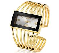 Fashion Cuff Bracelet Watches for Women Luxury Rectangular Dial Analog Quartz Wrist Watch Gifts for Ladies, Gold, Fashion