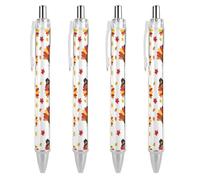 Fashion Cute Funny Thanksgiving Turkey White Gel Pens, Ultra Long Lasting and Consistent Ink Flow, 4 Pcs Ballpoint Pens for Office Supplies