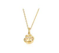 Fashion Cute Kitten Flesh Palm 925 Silver Zircon Pendant Plated 9K Gold Female Moth Claw Necklace