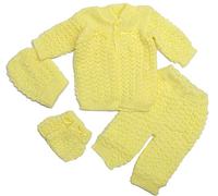 Fashion Cute Newborn Baby Boy's Girl's Unisex Warm Winter 4 Pieces Crochet Set, Yellow, One size