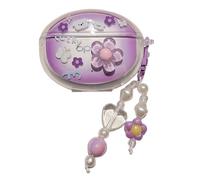 Fashion Cute Purple Flower Pattern Cover with Pendant Accessories Case for Oppo Enco Air4 Pro