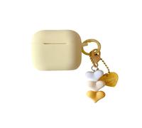 Fashion Cute Soft Silicone Yellow Decoration Pattern Accessories Cover Headphone Case for AirPods Pro 2nd Generation 2022 with Heart Pendant