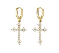 Fashion CZ Cross Dangle Earrings for Women Hypoallergenic Crystal Charms Drop Dangling Huggie Small Hoop Cartilage Cuff Dainty Punk Faith Jewelry Gifts for Prayer