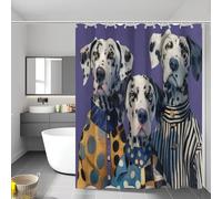 Fashion Dalmatian Shower Curtain 240X200Cm, Violet Animal Oil Painting Shower Curtain For Bathroom, Quick-Drying Waterproof Mould Resistant Fabric Bathtub Curtains With Hooks