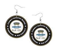 Fashion Dangle Earring Combat Infantry Badge Cib Assault Leather Dangle Drop Earrings Lightweight Women Earring for Ladies Girl Mother’s Day