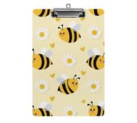 Fashion Desk Office Supply Accessories Cute Acrylic Clipboard with Low Profile Clip Cute Honeybee Bee Light Yellow