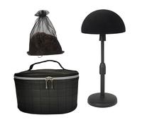 FASHION DO Deluxe Wig Travel Box or Makeup Case Compact Durable in Black and adjustable velvet styrofoam wig head holder (Wcase-5)