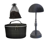 FASHION DO Deluxe Wig Travel Box or Makeup Case Compact Durable in Black and adjustable velvet styrofoam wig head holder (Wcase-5)