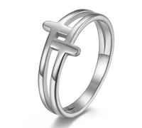 Fashion Double Cross Skeleton Titanium Ring, Men's And Women's Proposal Double Cross Ring