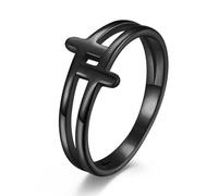 Fashion Double Cross Skeleton Titanium Ring, Men's And Women's Proposal Double Cross Ring