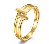 Fashion Double Cross Skeleton Titanium Ring, Men's And Women's Proposal Double Cross Ring