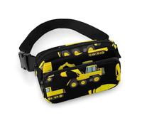 Fashion Dress Decor Waist Bag, Small Pack, Portable Belt Bag with Adjustable Strap for Outdoor, Workout, Traveling, Casual Cool Black Yellow Buldozer Excavator Construct Machines