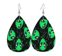 Fashion Earring For Women Rainbow Splatter Space Alien Third Eye Leather Dangle Drop Earrings Novelty Leather Earrings For Anniversary Party Mother’S Day