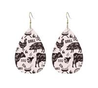 Fashion Earring Women Dangle Drop Engs Beef Meat Cuts Barbecue Brisket Leather Dangle Drop Earrings Lightweight Dangle Earring for Mother’s Day Anniversary Girl