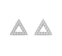 Fashion Earrings for Women, Stud Earrings for Women Sterling Silver Silver Cubic Zirconia Triangle Shape 7X7mm for Aunt Prom Jewelry Modern