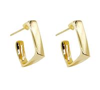 Fashion Earrings Geometric Metal Earrings Fashion Earrings Trend Earrings Simple Square Smooth Geometric Earrings Silver Needle Gold Plated U Shaped Women Uk Valentine's Day Easter (Gold, One Size)