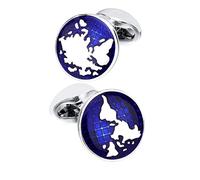 Fashion Earth Globe Cufflinks Classic Blue Enamel Round World Map Cuff Links for Men Shirt Business Wedding Gift