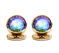 Fashion Earth Globe Cuffs Classic Blue Round World Map Cuff s for Men Jewelry French Shirt Business Wedding Gift (Color : Gold) (Gold)