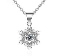 Fashion elegant charm zircon crystal necklace clavicle chain 925 sterling silver necklaces for women snowflake-shaped pendant jewelry