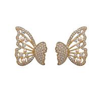 Fashion Elegant Gorgeous Pearl Butterfly Earrings for Women Earrings For Men Black, one size, Alloy Steel, No Gemstone