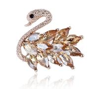Fashion Elegant Swan Brooch Pin for Women Austrian Crystals Sparkle Animal Bird Broche for Party Gifts Corsage Jewelry, L, Rhinestone Zircon Crystal, no gemstone