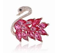 Fashion Elegant Swan Brooch Pin for Women Austrian Crystals Sparkle Animal Bird Broche for Party Gifts Corsage Jewelry, L, Rhinestone Zircon Crystal, no gemstone