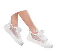 Fashion Embroidered Floral Openwork Mesh Platform Sneakers for Women Everyday Comfort Casual Footwear n13 White
