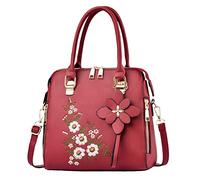 Fashion Embroidered Handbag For Middle One Shoulder Crossbody Bag Vegan Side Bags for Women (RD1, One Size)