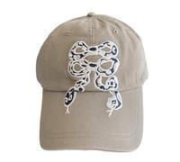 Fashion Embroidery Bowknot Accent Baseball Caps Cotton Windproof Sun Hat for Ladies Comfortable Breathable Design 2025 Women's Fashion Caps Khaki