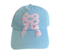 Fashion Embroidery Bowknot Accent Baseball Caps Cotton Windproof Sun Hat for Ladies Comfortable Breathable Design 2025 Women's Fashion Caps Blue