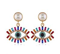 Fashion Evil Eye Dangle Drop Earrings for Women Girls Crystal CZ Pearl Exaggerated Bohemian Statement Earrings Dangling Studs Elegant Jewelry Gifts (Colorful)