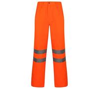 REAL LIFE FASHION LTD Adults Hi Vis Straight Leg Work Pants Rain Wear Waterproof Cotton Trousers Mens Womens Work Wear Back Pocket Pants High Visibility Summer Work Trousers (Orange 2X-Large)