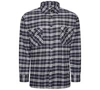 Adults Mens Warm Fleece Lined Checkered Shirt Long Sleeve Top Tartan Print Collared Over Shirt Navy Checkered 5X-Large