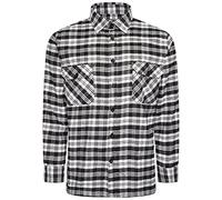 Adults Mens Warm Fleece Lined Checkered Shirt Long Sleeve Top Tartan Print Collared Over Shirt Black/White Checkered Medium