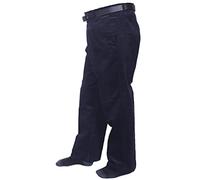 Adults Smart Corduroy Trousers Cords Cotton Office Pants Mens Straight Bottoms Formal Trousers (Navy Waist 30"/ Inside Leg 31")