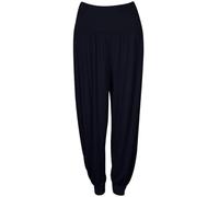 FASHION FAIRIES Ladies Ali Baba Harem Baggy Plain Trouser Womens Pleated Long Trousers Elasticated Waistband Stretch Casual Wear Printed Full Pants UK 8-26 Black