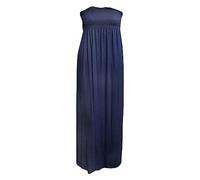 FASHION FAIRIES Ladies Bandeau Boob Tube Sheering Maxi Dress Women’s Gather Strapless Long Dress Sleeveless Plain and Printed Maxi Summer Beach Maxi Dress Fancy Party Dress Plus Size 8-22 Navy