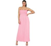 FASHION FAIRIES Ladies Bandeau Boob Tube Sheering Maxi Women Gather Strapless Sleeveless Dress Baby Pink